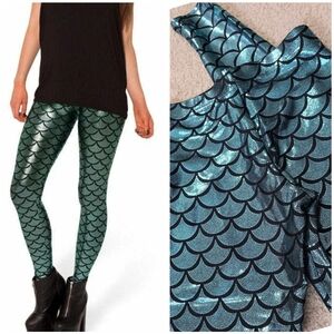 BlackMilk Mermaid Metallic Leggings M Green Black Classic Rare!